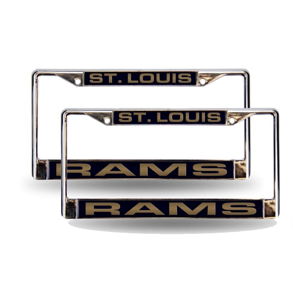 St Louis Hockey Rams Chrome Metal (Set of 2) Laser Cut License Plate Frames
