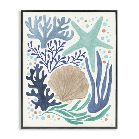 Stupell Industries Aquatic Coastal Currents Nautical & Beach Painting Black Framed Art Print Wall Art, 11 x 14