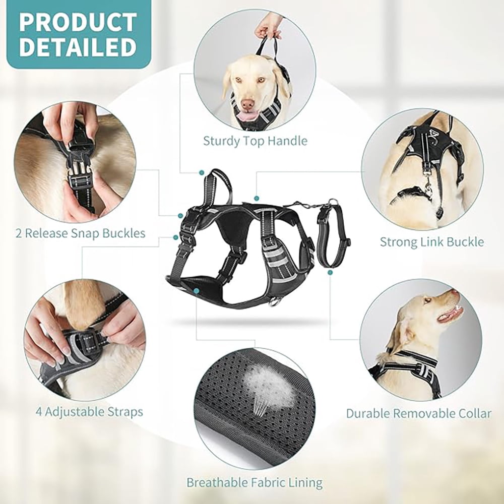 Patpet 2 In 1 No Pull Dog Harness Reflective Adjustable Vest With Handle For Large Dogs