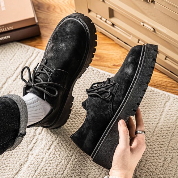 Men's Thick Soled Vintage Leather Derby Shoes