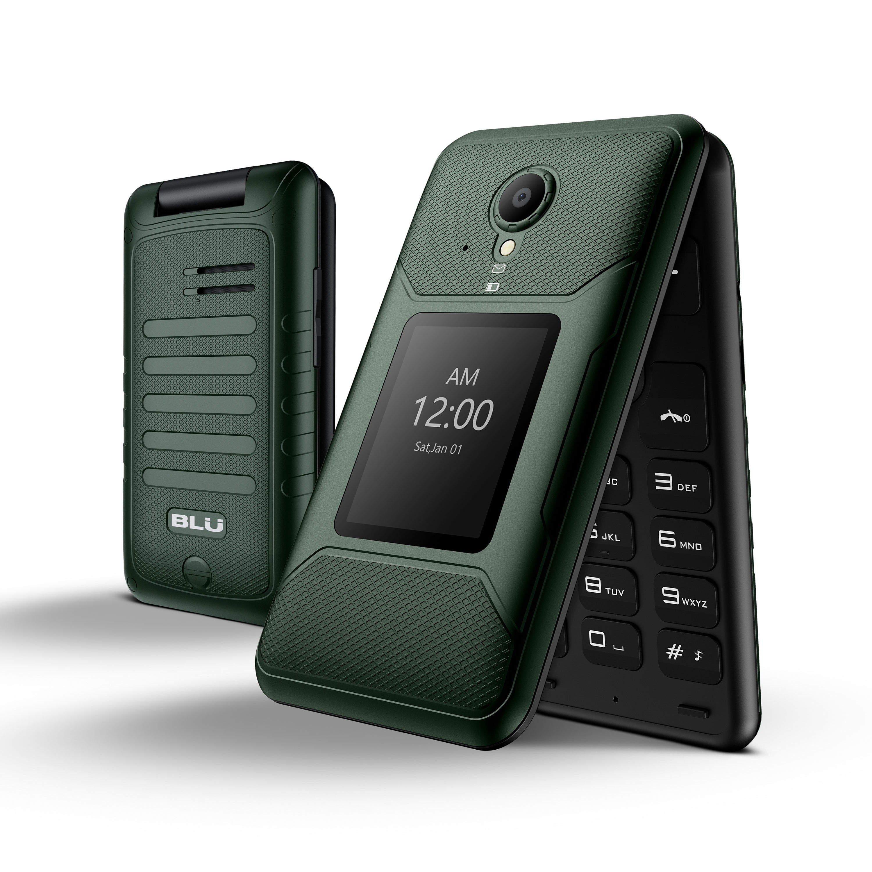 Restored BLU Tank Flip Unlocked 4G LTE Flip Phone 2022 2.8” + 1.8” Display Green (Refurbished)