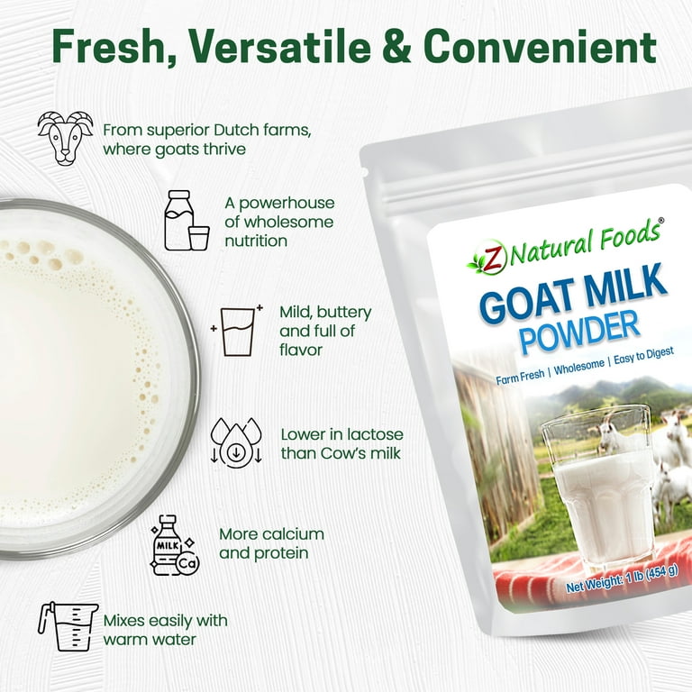 Z Natural Foods Full Cream Goat Milk Powder 1Lb, Rich in Nutrients