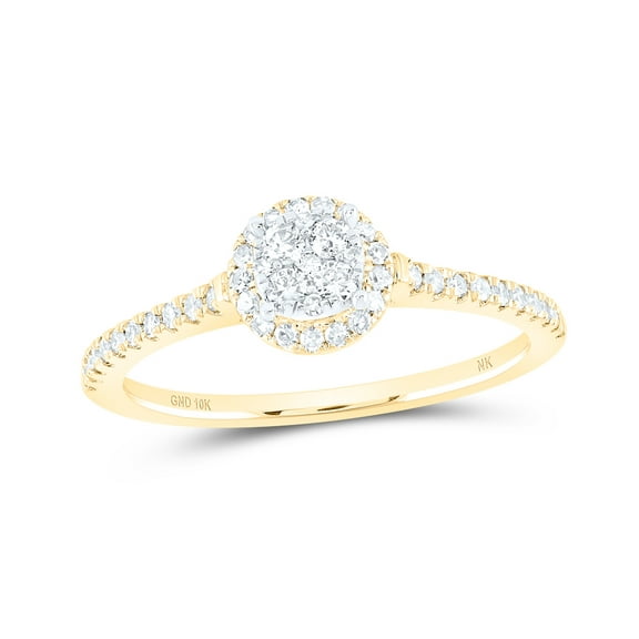 10K Yellow Gold Womens Round Diamond Cluster Ring 3/8 ctw, Womens Size: 5-10