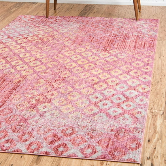 Unique Loom Rainbow Collection Area Rug - Spectral (5' 3" x 7' 9" Rectangle Pink/Burgundy)