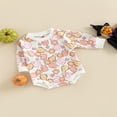 thumbnail image 3 of Newborn Baby Halloween Romper  Long Sleeve  Neck Cartoon Print One-Piece Bodysuit, 3 of 7