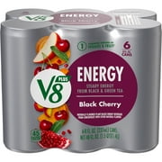 V8 +Energy Black Cherry Juice Energy Drink, 8 fl oz Can, 6 Count