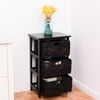 Costway Wooden End Accent Storage Table Home Office Furniture Decor W/3 Storage Baskets