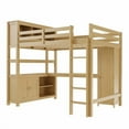 thumbnail image 5 of Queen Size Loft Bed, Space Saving Wooden Loft Bed with Wardrobe, Desk and Bookshelf, Multi Functional Storage Loft Bed Frame for Bedroom, Natural, 5 of 18
