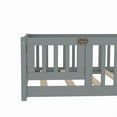 thumbnail image 3 of Montessori Bed with Rails, Twin Size Floor Bed with Door & Slats Support, Wood Playhouse Bed with Fence, No Box Spring Needed,Gray, 3 of 8