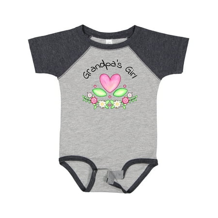 

Inktastic Grandpa s Girl- Heart Flowers Gift Baby Girl Bodysuit