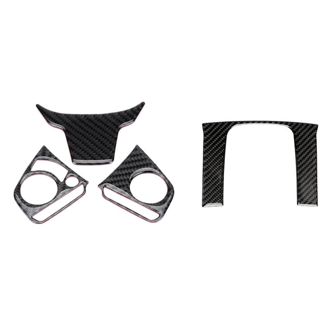 3Pcs Carbon Fiber Steering Wheel Button Switch Panel Cover for 2016-2019 & 1x Console Gear Box Panel Cover