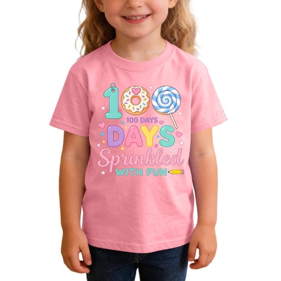 Cethrio Girls T Shirts, Short Sleeve Crew Neck Cotton Graphic Tees Summer Tops Pink Size 7-8 T
