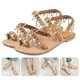 thumbnail image 5 of 1 par de sandalias de cuentas hechas a mano con suela plana, zapatos de verano para mujer, color marrón, 5 of 7