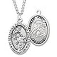 thumbnail image 3 of Men's Sterling Silver Oval Saint Sebastian Wrestling Medal + 24 Inch Endless Rhodium Plated Chain| USA Made, 3 of 3