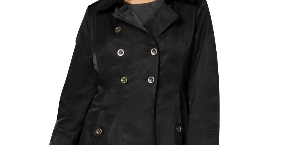 Via Spiga Women's Hooded Skirted Trench Coat Black Size 2X - image 2 of 3