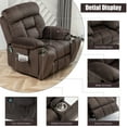 thumbnail image 5 of PAPROOS Oversized Electric Massage Lift Chair, Large Power Lift Recliner with Heat Therapy, Fabric Reclining Sofa with Remote, Hidden Cup Holder and Side Pocket for Elderly Seniors, Antique Brown, 5 of 15