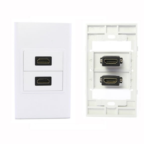 axGear 2-Port HDMI 1.4 Wall Face Plate Panel Cover Coupler Outlet Extender 1080P White