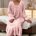 thumbnail image 5 of Sakmal Pink Flannel Nightgowns for Women Winter Moo Moo Square Neck Moomoo Dress Long Sleeve Womens Nightgowns XXL, 5 of 5