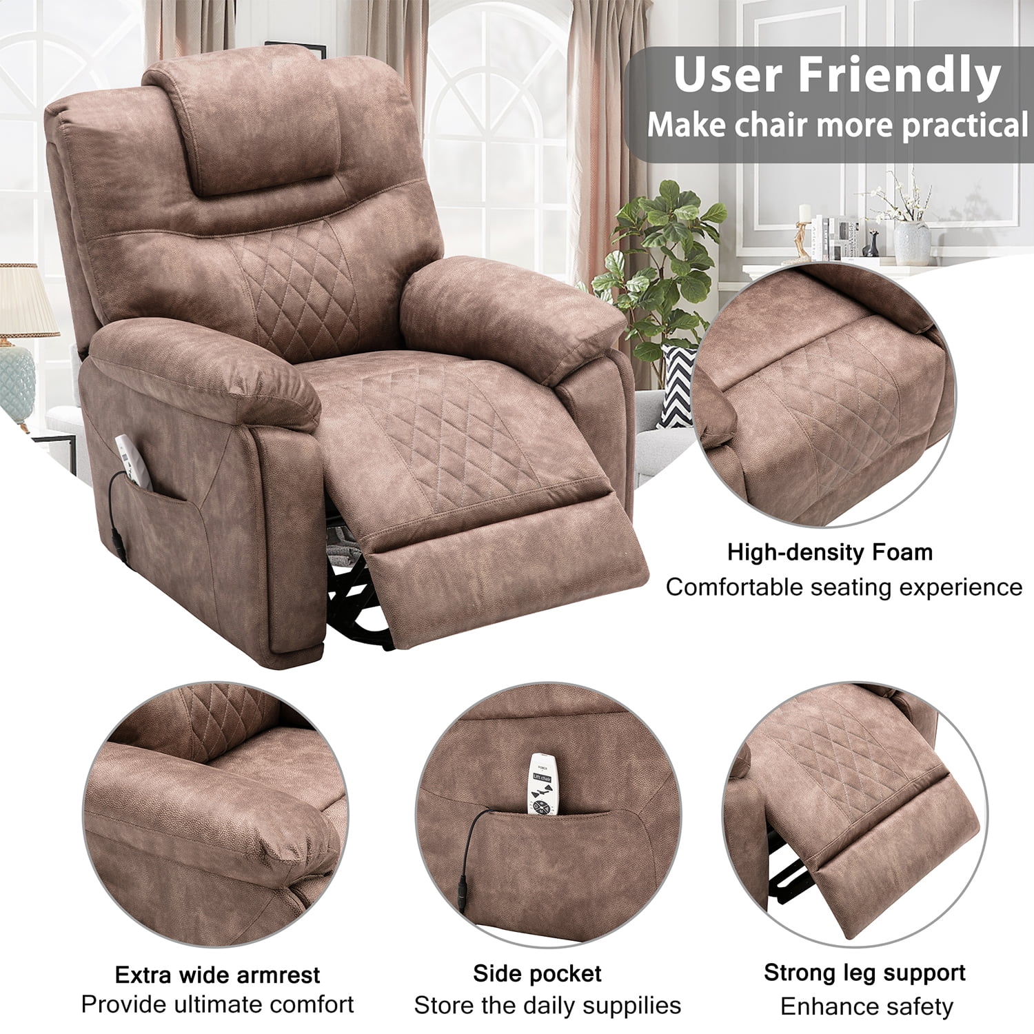 Kepooman Electric Power Lift Chairs Recliner with Heat and Massage, Power Lift Chair for Elderly with Adjustable Massage Function, Brown Kepooman Electric Power Lift Chairs Recliner with Heat and Massage, Power Lift Chair for Elderly with Adjustable Massage Function, Brown