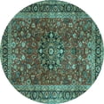 thumbnail image 1 of Ahgly Company Machine Washable Indoor Round Persian Turquoise Blue Traditional Area Rugs, 7' Round, 1 of 4