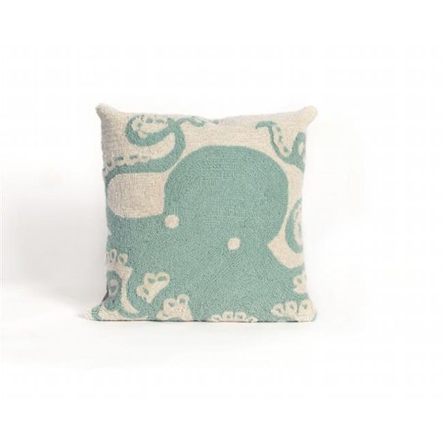 TransOceanImports 7FP8S143204 Frontporch Octopus Aqua Square Pillow