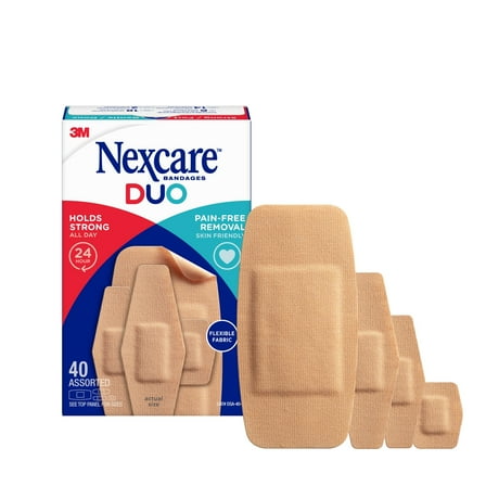 Nexcare Duo Bandages, 40 CT, Assorted Sizes