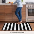 thumbnail image 6 of Black Striped Door Mat Indoor Outdoor, Modern Farmhouse Black White Stripes Non Slip Welcome Mat with Rubber Backing, Absorbent Fabric Front Door Mats Entryway Rug for Home Patio Entrance 16"x24", 6 of 8