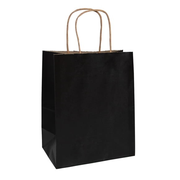 Bolsas de papel FACEBAG negras con asas, 50 unidades, 22 x 11 x 27 cm