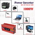 thumbnail image 3 of 1000W 2000W Modified Sine Wave Peak Power Inverter, DC 12V to AC 110V Car Inverter with 2USB & 2AC Outlets, LCD Display for RV, Truck, Camping, Travel Red, 3 of 10