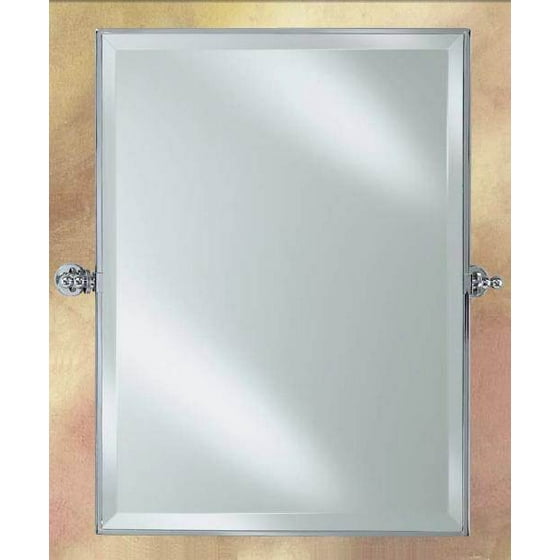 Tilting Rectangular Decorative Wall Mirror With Beveled Glass Satin Nickel