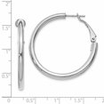 thumbnail image 4 of 14k White Gold 3x30mm Round Omega Back Hoop Earrings, 4 of 8