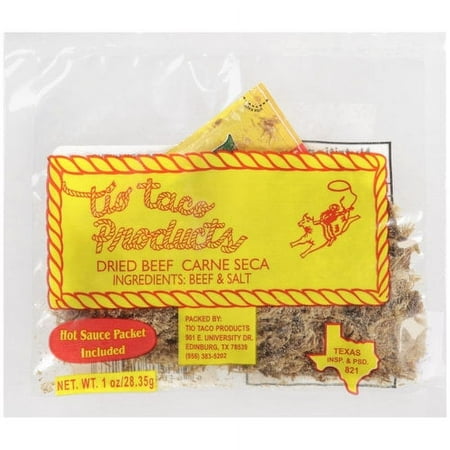 Tio Taco Products Dried Beef Hot Sauce Packet Included, 1 Oz.