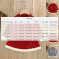 thumbnail image 3 of IVEYRTF Childrens Knitted Sweater Cardigan Two Piece Set with Floral Print Tops and Skirt Sweet Cute Outfit for Girls Fall Winter Long Sleeve Round Neck Shirt and Skirt(Red#2,7-8 Years), 3 of 9