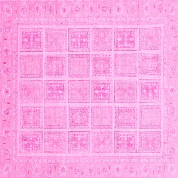 Ahgly Company Indoor Square Abstract Pink Modern Area Rugs, 6' Square