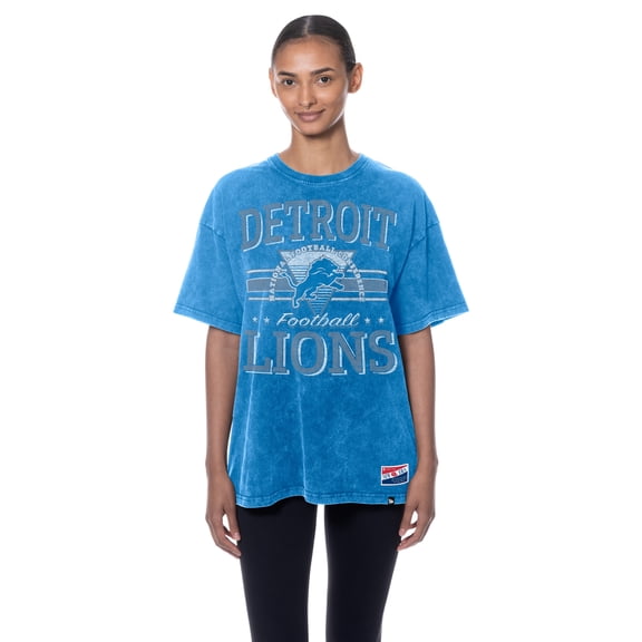 Women's New Era  Blue Detroit Lions Throwback Oversized T-Shirt