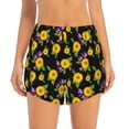thumbnail image 2 of Vsdgher Daisies Flowers Print Women's Running Double Layer Shorts High Waisted with Pockets Elastic Yoga Workout Athletic Gym Sports, 2 of 8