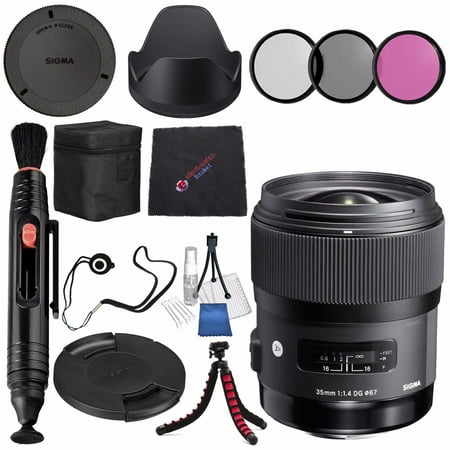 Sigma 35mm f/1.4 DG HSM Art Lens for Nikon DSLR Cameras #340306 + 67mm 3 Piece Filter Kit + Lens Pen Cleaner + Microfib