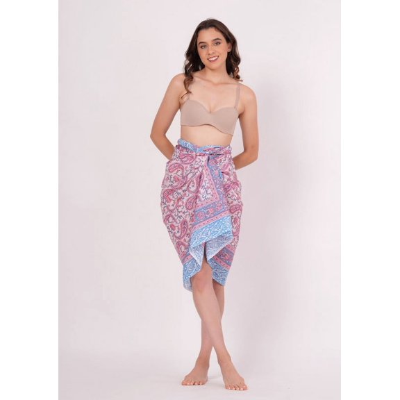 Floral Cotton Sarong Beach Hand Block Print Pareo Summer Beach Bikini Cover Ups