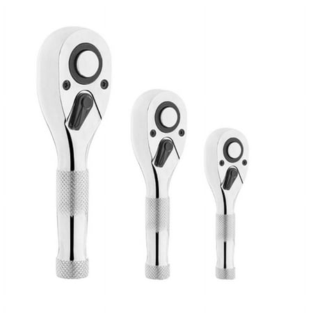 

AOOOWER 3 Pieces Ratchet Handle 1/4 3/8 1/2 Ratchet Wrench Socket Wrench 72 Tooth Reversible Switches Stainless Steel