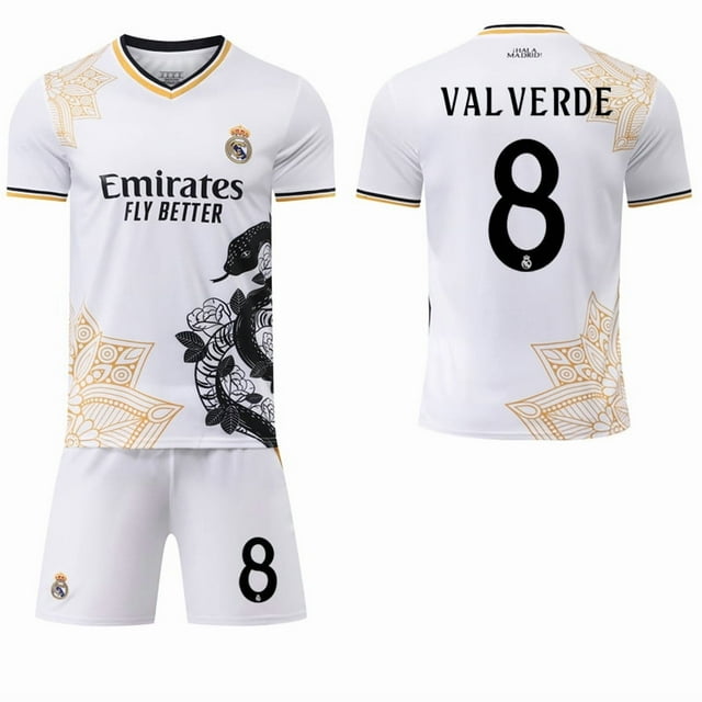 25267 Vinicius 5 Bellingham 9 Mbappe Real Madrid Serpent Blanc Édition Commémorative Spéciale Maillot de Football SetXS
