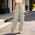 thumbnail image 5 of Noric Women's Plus Size High Waist Cargo Pants Loose Lightweight Casual Drawstring Workout Yoga Athletic Joggers with Pockets, 5 of 6