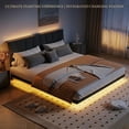 thumbnail image 3 of Neche Floating Upholstered Twin Full Queen King Platform Bed Frame with LED Lights, Charging Station & Storage Headboard, Gray, 3 of 13