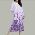 thumbnail image 5 of Aboser Casual Zipper Front Robes for Women Vintage Print Long Sleeve Housecoat Soft Zip Up Nightgown Loose Fit Long Loungewear Bathrobe with Pockets, 5 of 9