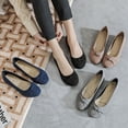 thumbnail image 6 of Ataiwee Women's Wide Width Flat Shoes, Classic Soft Round Toe Cute Bow Design Ballet Flats.(2109004,BK/MF,6 Wide), 6 of 6