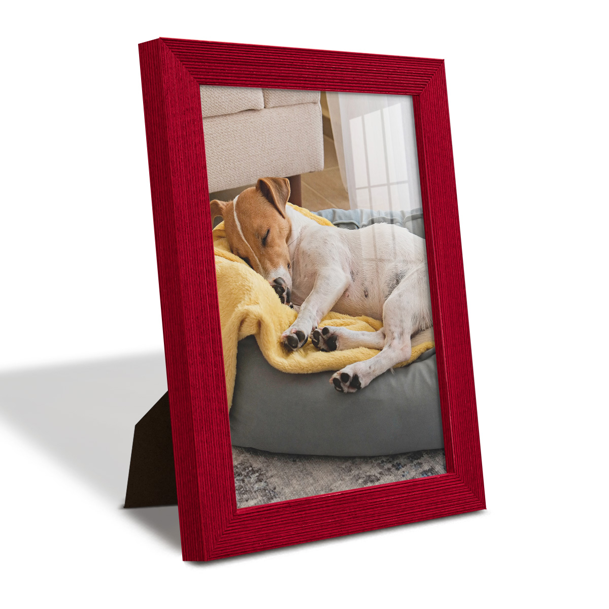 Grooved 6 in. x 8 in. Red Picture Frame Set (Set of 4)
