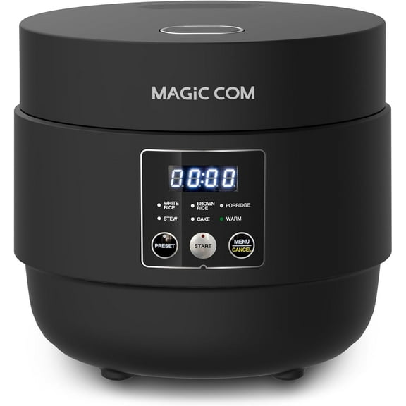 4 Cup Uncooked 8 Cup Cooked Small Digital Multi-Cooker with Steamer 24H Delay Timer Automatic Keep Warm Non-Stick Pot Perfect for Dorm Travel Single Serve Black