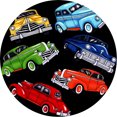 thumbnail image 2 of Wall Clock Home Decor or for a Patio/RV/Game Room 10" Round Silver Edge with a Black Face Featuring Your Choice of a Car, Train, or Truck Themed Vinyl Decal - FREE Battery Included (Vintage Cars), 2 of 2