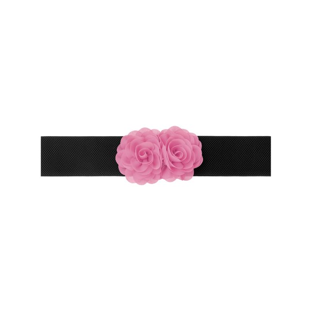 Cinturón Elástico Ancho para Mujeres INSPIRE CHIC, Corsé Estirable de Doble Flor Grande, Elegante y Casual para Vestido 68x6cm/26.8x2.4 pulgadas (LxA) Rosa