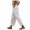White-1, variant on Women Casual Lightweight Drawstring Elastic Waist Pants Lounge Palazzo Pants Summer Beach Linen Trousers with Pockets