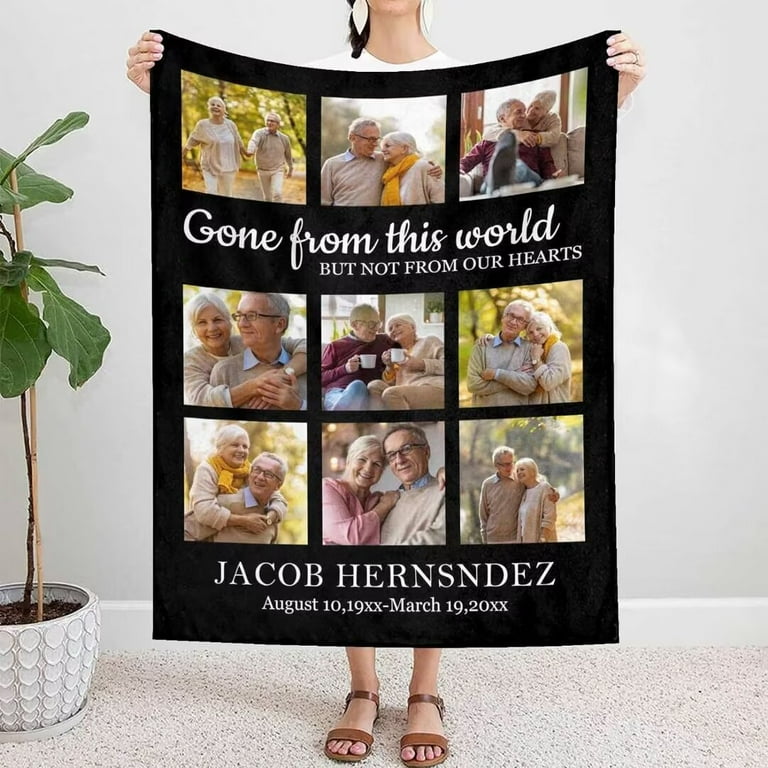 AISENIN Customized Memorial Photo Blanket Custom Memory Blanket